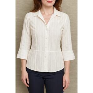 JILL McGOWAN White Poplin Shirt or Light Jacket Button Down Blouse Top S Small